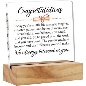 Graduation Gifts for Her Him, Congratulations Graduation Desk Decor Acrylic Desk Plaque Sign with Wood Stand Home Desk Sign Keepsake Grad Present