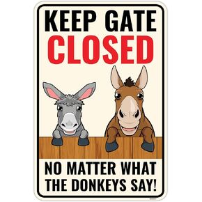 Venicor Donkey Sign Decor - 14 x 9 Inches - Aluminum - Donkey Gifts - Donkey Stuffed Animal Figurine Wall Artwork Halter Sticker Pictures