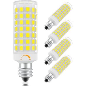 E11 Led Bulb Dimmable, 75 Watt Halogen Equivalent, 7W Daylight White 6000K, T4 Mini Candelabra Base, JDE11 120V 75W for Ceiling Fans, Chandeliers, Cabinet Lighting, Pack of 4