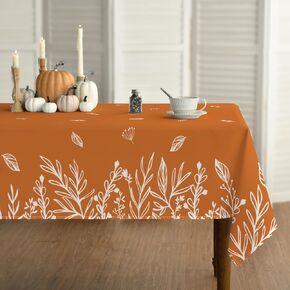Horaldaily Fall Tablecloth 60x84 Inch Rectangular, Thanksgiving Autumn Harvest Orange Wild Flowers Table Cover for Party Picnic Dinner Decor