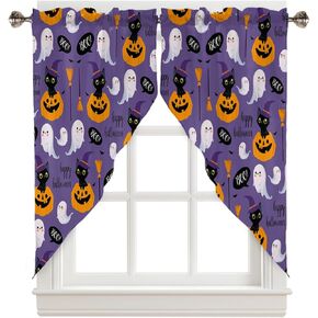 Swag Curtain,Halloween Skeleton Spooky Floral Black Kitchen Valances Rod Pocket Curtains Tier Pair Swag Topper,White Skull Flower 2 Panels Window Treatment for Bathroom Living Room Bedroom