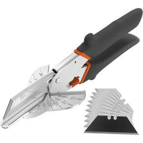 GARTOL Multi Angle Miter Shear Cutter - Multifunctional Trunking Shears for Angular Cutting of Moulding and Trim Multipurpose Quarter Round Cutter Adjustable at 45 To 135 Degree With Spare 10 Blades