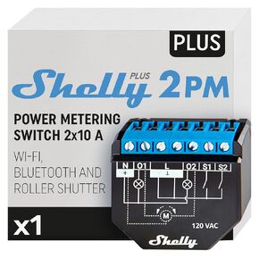 Shelly Plus 2PM UL | WiFi & Bluetooth 2 Channels Smart Relay Switch with Power Metering | Home Automation | Roller Shutters Remote Control | Alexa & Google Home Compatibility | iOS Android App