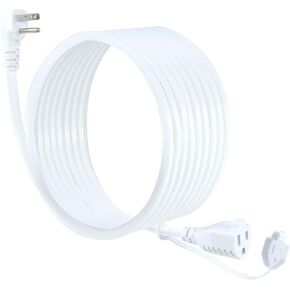 سلك تمديد خارجي بطول 20 قدمًا مقاوم للماء 16AWG 90 درجة سلك تمديد خارجي مسطح، حديقة بيضاء لجميع الأحوال الجوية 16AWG 13Amp 1625Watt سلك تمديد 3Prong SJTW