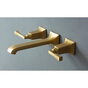 SITGES Bathroom Wall Faucet, Heavy Duty, Brass Constructed Wall Mount Faucet with Metal Lever Handles, Rough in Valve Included (Matte Black)