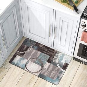 Rugshop بساط قائم على شكل دوائر تجريدية معاصرة مضادة للتعب مقاس 45.72 سم × 76.2 سم رمادي in Kuwait