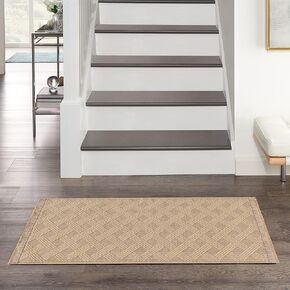 Nourison Washable Jute Geometric Natural 2' x 4' Area -Rug, Easy -Cleaning, Non Shedding, Bed Room, Living Room, Dining Room, Kitchen (2x4)