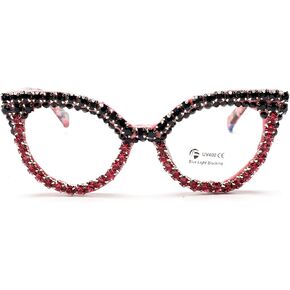 ICARA Cat Eye Reading Glasses for Women Bling Rhinestones Computer Oversized Readers Glasses