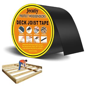 Joist Tape for Decking 2''×50', 2 Rolls Weather Resistance Deck Joist Tape,Waterproof Seal Antiseptic Butyl Joist Tape,Self-Adhesive Flashing Joist Tape for Wood Decks Beams Roof