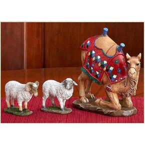 Three Kings Gifts Kneeling Camel and Two Awassi Sheep - for 7 Inch Real Life Nativity