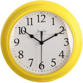ULTECHNOVO Non- Ticking Wall Clock, 9.84inch Silent Round Wall Clock, Modern Style Clock Decorative for Kitchen, Home, Bedrooms, Office (9.84inch Yellow Without Battery)