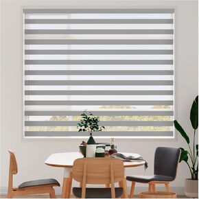 Cordless Zebra Blinds for Windows - Privacy 30" W X 72" H (White) 100% Blackout Roller Shades, Dual Layer Roller Blinds & Shades Easy Pull Down, Day Night Blinds for Home & Office