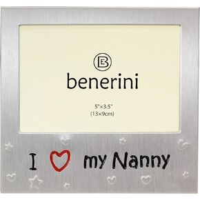 benerini ' I Love My Nanny ' - Photo Picture Frame Gift - 5 x 3.5 - Aluminium Silver Colour Gift for Her