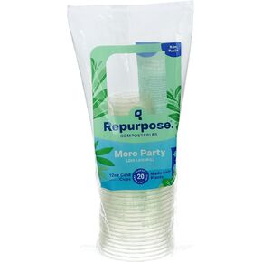 Repurpose Compostables Plant-Based Clear Cold Cup, 12 Ounce Party Cups, 20 Cups