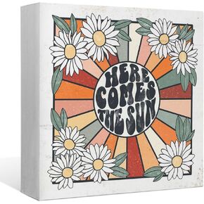 When You Can't Find the Sunshine Be the Sunshine Wood Box Sign Desk Decor,Inspirational Wooden Block Sign Decorations for Home Bedroom Girls Room Wall Tabletop Shelf Decor