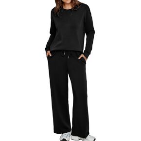 Glamaker Womens 2 Piece Lounge Set Fall Long Sleeve Pullover Tops Long Pants Casual Sweatsuits Tracksuit Sets with Pockets