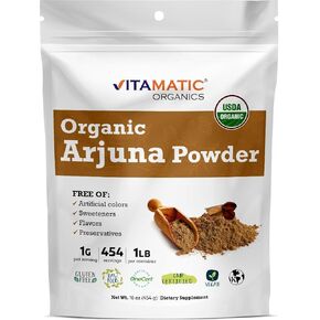 Vitamatic Certified USDA Organic Arjuna Bark Powder 1 Pound (16 Ounce)