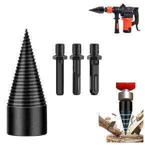 Wood Splitting Drill Bit,Firewood Drill Bit Wood Splitter,Heavy Duty Drill Bit for Wood Splitting,Splitting Wood Cone Driver Hex + Square + Round 42mm/1.65inch