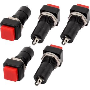 uxcell 5 Pcs Red Momentary Square Push Button Switch NO SPST AC 250V 3A