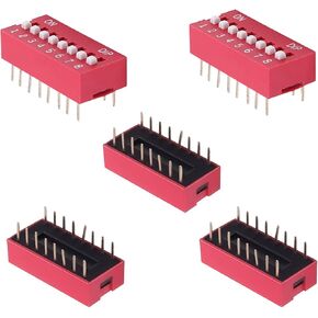 Fielect 10 قطعة مفتاح DIP أحمر أفقي 1-5 مواضع 2.54 مللي متر درجة لألواح توصيل الدوائر PCB