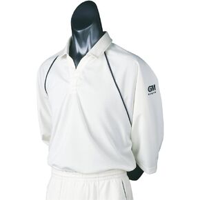 Gunn & Moore 5 Teknik 3/4 Sleeve Cricket Shirt, Navy Trim, Medium