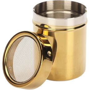 Stainless Steel Powder Shaker, Gold Fine Mesh Powder Sugar Shaker, Can be Used to Hold Salt, Powdered Sugar, Ground Coffee, Pepper