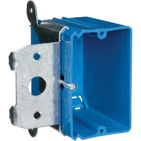 Carlon B121ADJ Outlet Box, New Work, 1 Gang, 3-3/4-Inch Length by 3-7/8-Inch Width by 3-3/8-Inch Depth, Blue