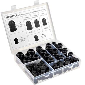 TUPARKA Cable Gland Waterproof Adjustable 3-16mm Cable Connectors PG7 PG9 PG11 PG13.5 PG16 PG19 Plastic Cable Gland Joints with Gaskets (black)