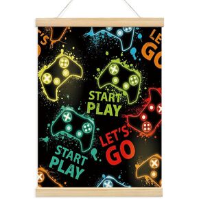 BIWSHA Boys Room Decor,Rad Little Dude Poster Hanger Frame 12x16,Toddler Room Decor,Lightning Sign Black Trendy Preppy Canvas Poster Framed with Wood Hanger for Boys Bedroom Playroom
