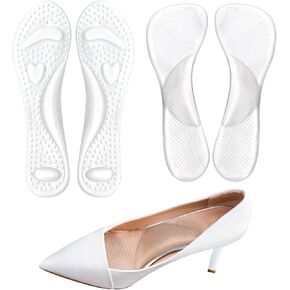2 Pairs of High Arch Insoles, 3/4 Gel Cushion Insoles Adhesive Non-Skidding High Heel Inserts Comfortable Shoe Pads for Women High Heels Sandals Flats Boots Pumps(Clear)