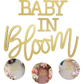 لافتة خشبية Baby In Bloom مطلية باللون الأبيض لاستحمام الطفل صبي أو فتاة تكشف عن جنس الطفل في Bloom لافتة ديكور للحفلات وخلفية جدارية للصور (أبيض)