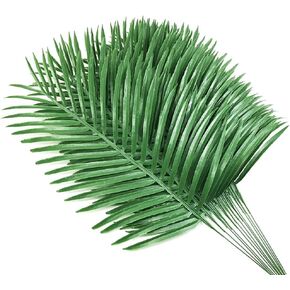 12pcs Artificial Palm Leaves Faux Fake Palm Fronds Plant Artificial Tropical Plants (Green)