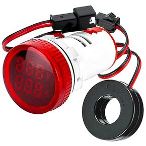 LED Display Voltmeter, Voltage Tester Current Detector Voltmeter Ammeter AC 50-500V 0-100A Meter Indicator - Voltage Tester Current Detector Round 22mm (Square Blue)