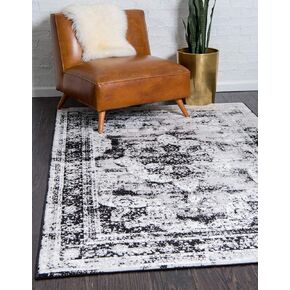 Unique Loom Sofia Collection Area Rug - Salle Garnier (7' 1" x 10' Rectangle, Black/ Ivory)