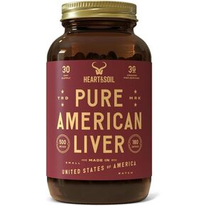 HEART & SOIL Beef Organs Complex — Grass Fed Liver, Heart, Kidney, Pancreas, and Spleen for Complete Nose to Tail Nutrition (180 Capsules)