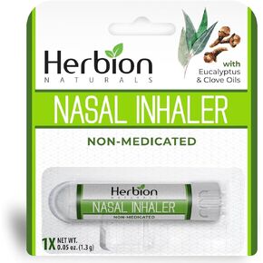 Herbion Naturals Nasal Inhaler: Natural Relief for Nasal Congestion & Sinus Pressure; Non-Medicated Sticks with Essential Oils, Menthol, Eucalyptus, Clove, Soothing Vapor, for Easy Breathing; 2-Pack