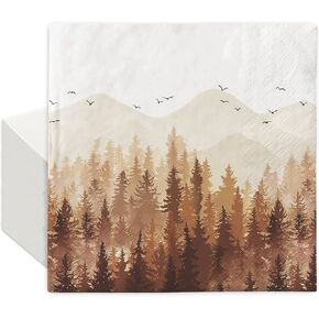 AnyDesign 80 Pack Green Misty Forest Paper Napkins Woodland Theme Disposable Luncheon Dinner Napkins Decorative Party Napkins for Home Kitchen Bathroom Holiday Party Supplies, 6.5 x 6.5 Inch