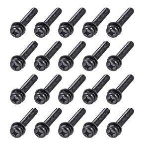 uxcell M6 x 35mm Carbon Steel Phillips Pan Head Machine Screws Bolts Combine with Spring Washer and Plain Washers 20pcs