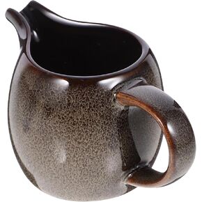 Ceramic Creamer Gravy Boat Creamer Pitcher with Handle Ceramic Syrup Dispenser Terrarium Creamer Pitcher Pourer Serving Pitcher for Milk Sauce Salad Dressings Broth Black Pepper Blue