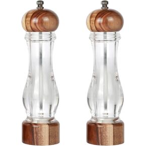 KKC HOME ACCENTS هزازات ملح وفلفل خشبية، مطحنة ملح وفلفل خشبية، قلب من السيراميك، قابلة لإعادة الملء، 8 بوصة