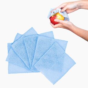6 Pack Scourer Cloth, Multipurpose Cleaning Cloths, Veggie Scrub, Vegetable, Fruit and Herb Washer, Mushroom, Potato, Carrot or Corn Cleaner, Non-Scratch Dish Scrubbers for Dishwashing & Pots