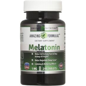 Amazing Formulas Melatonin 1 mg 240 Tablets Supplement | Non-GMO | Gluten Free | Made in USA