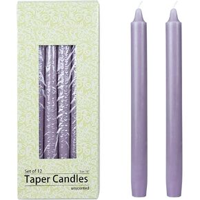 12-Piece Taper Candles, 10-Inch, Lavender Straight