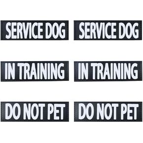 6-Pack Service Dog Patch, in Training Dog Patch & Do Not Pet Patch with Hook Back, 6x1" UV-Printed Velcro Patch for Dog Harness, Without Loop (Dog Patch, 6 Pack)