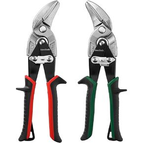 DURATECH 10 Inch Aviation Tin Snips Set, Left and Right Cut, Cr-Mo Steel Blade, Ergonomical Handle with Hang Hole and Safety Latch, for Cut Sheet Metal