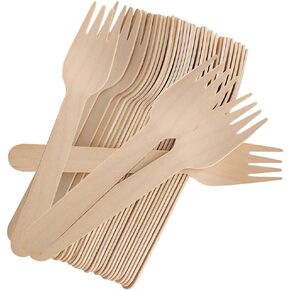 Disposable Wooden Forks, 100 PCS Eco-friendly Forks Recycling Wood Utensils Disposable Cutlery Fork for Eating, Outdoor Camping, Party, Picnics, Weddings, Dinner Events