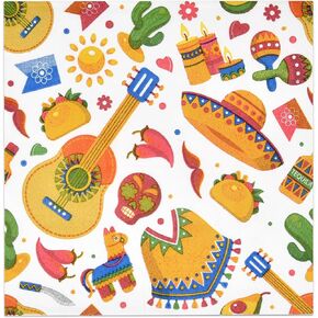 100 Mexican Fiesta Cocktail Napkins Disposable Paper Taco Mexico Fiestas Napkin for Home Kitchen Bathroom Holiday Birthday Party Decorative Cactus Party Decorations for Themed Birthday Party Dinner