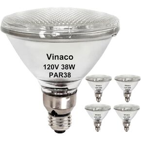 مصابيح فيناكو PAR38 Flood Llight، 4 عبوات عالية الإخراج PAR38 هالوجين ضوء الفيضانات 80W 120V، PAR38 هالوجين قابل للتعتيم، CRI100 PAR38 أبيض دافئ 2800K، لمبة هالوجين PAR38 مع قاعدة E26 للداخلية/الخارجية