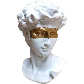 Greek David Head Statues Classic Greek Figure Head Statue Art Craft Resin Figurine Head Sculptures for Home Office Tabletop Decor - White