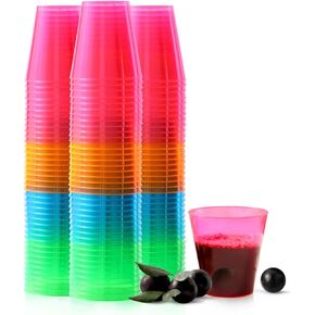 250 Pack Shot Glasses, 2oz Disposable Hard Plastic Cups(Multicolor),jello cups for party,iridescent party supplies，neon shot cups，birthday shot cups